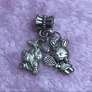 Tennis Rabbit Dangle Charm
